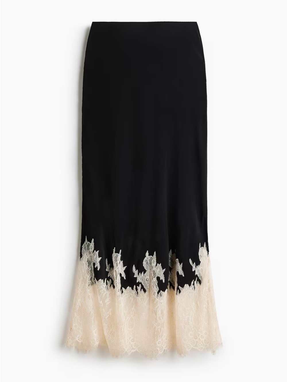 H&M Lace Trimmed Maxi Skirt Black NWT